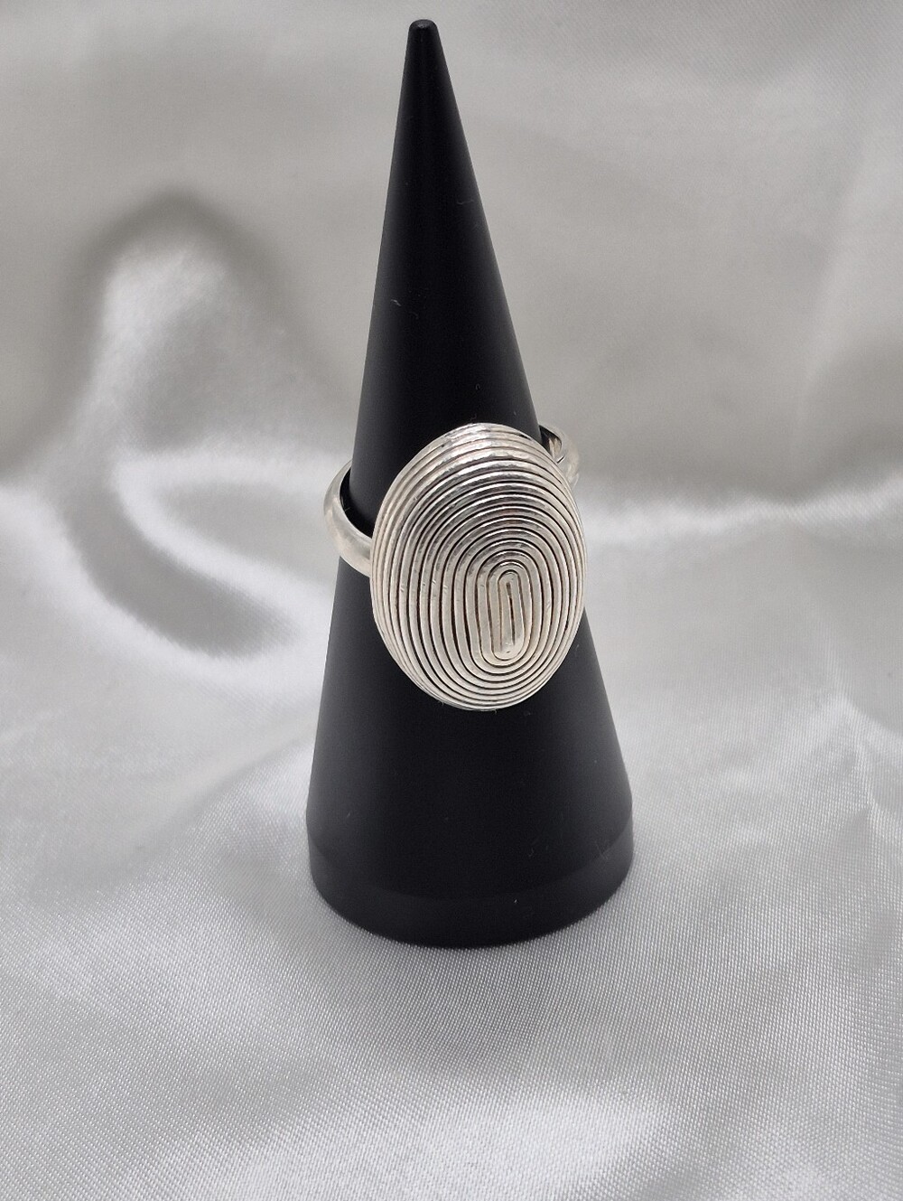 925 Sterling Silver Spiral Concentric Heavy ADJUSTABLE Statement Ring Men /Women - Picture 3 of 4